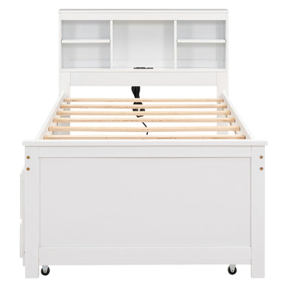 Platform Bed With Storage Headboard, USB, Trundle And 3 Drawers - The Sleep Loft - Online Mattress Showroom NYC