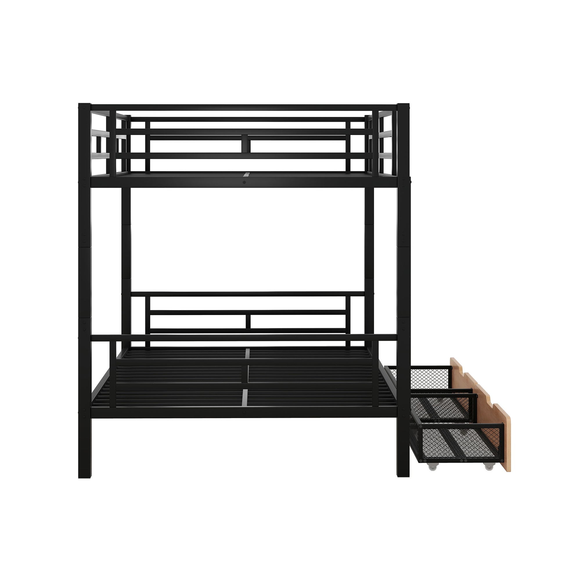 Full Size Convertible Bunk Bed With 2 Drawers Durable - Black - The Sleep Loft - Online Mattress Showroom NYC