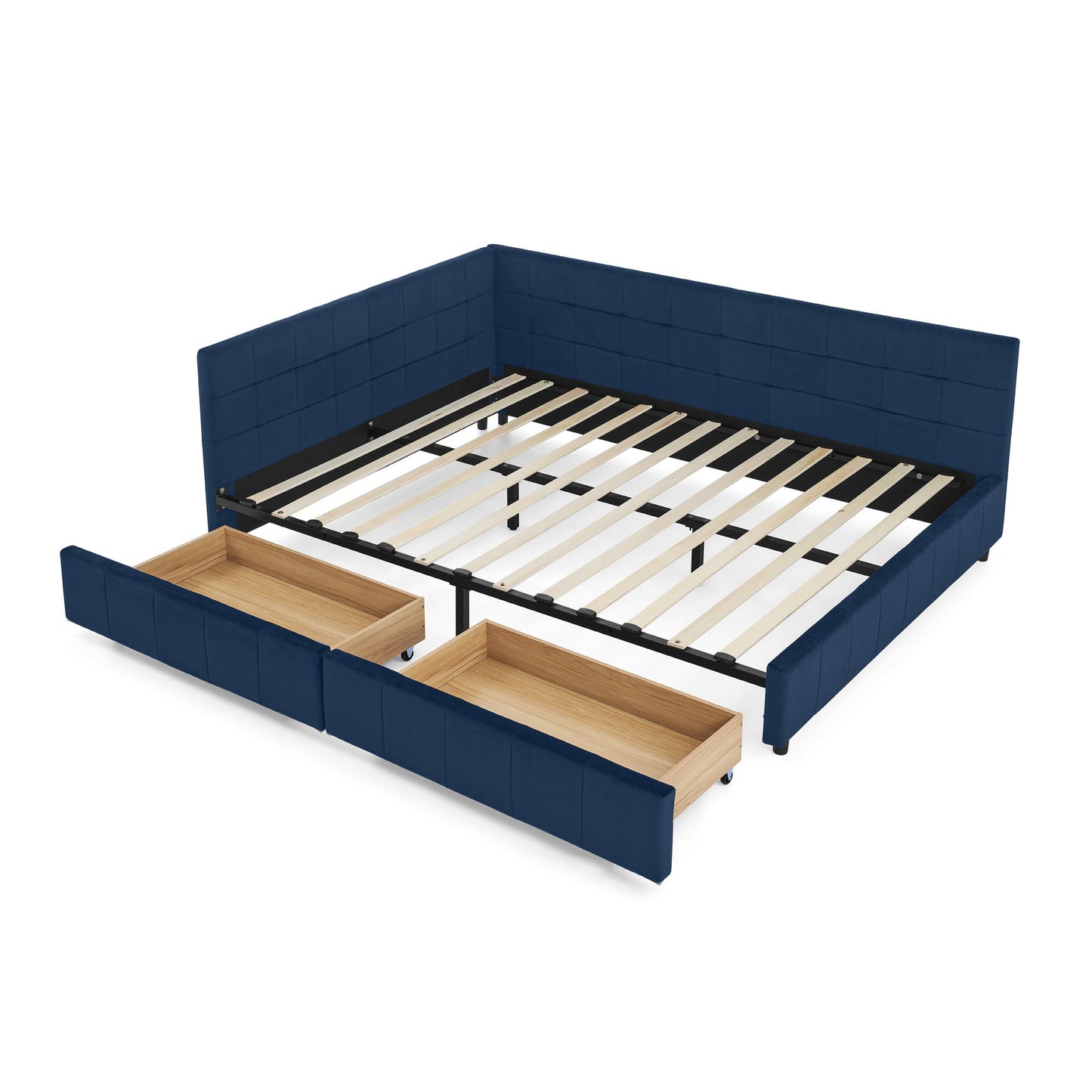 Upholstered Bed Frame With Tufted Backrest And Armrests - The Sleep Loft - Online Mattress Showroom NYC
