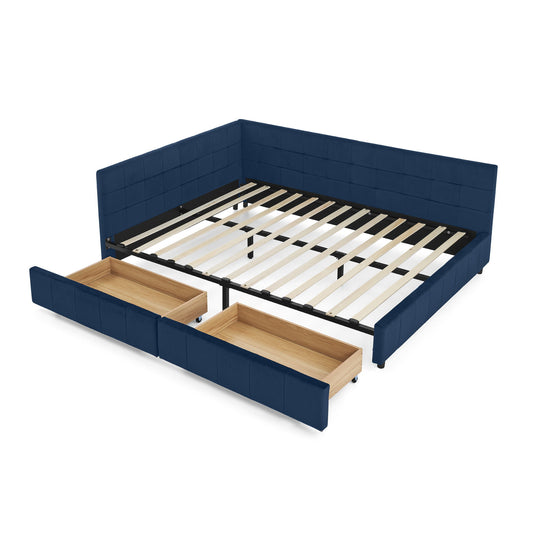 Upholstered Bed Frame With Tufted Backrest And Armrests - The Sleep Loft - Online Mattress Showroom NYC