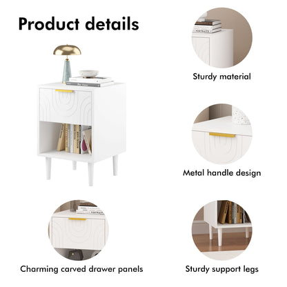 Nightstand With 1 Drawer And Open Shelf - White - The Sleep Loft - Online Mattress Showroom NYC