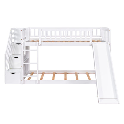 Twin Over Twin Stairway Bunk Bed With Two Drawers And Slide - The Sleep Loft - Online Mattress Showroom NYC