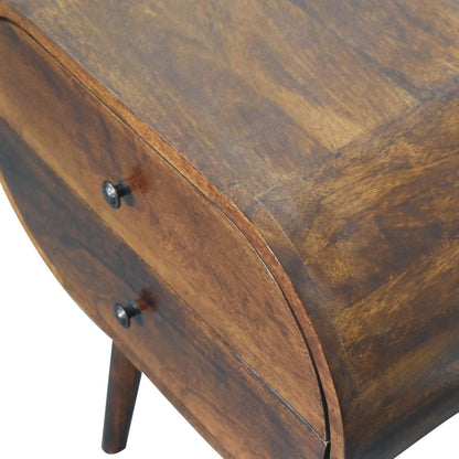 Large Chestnut Circular Bedside - The Sleep Loft - Online Mattress Showroom NYC