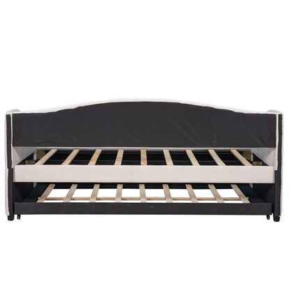 Upholstered Daybed Sofa Bed With Trundle Bed And Wood Slat - The Sleep Loft - Online Mattress Showroom NYC