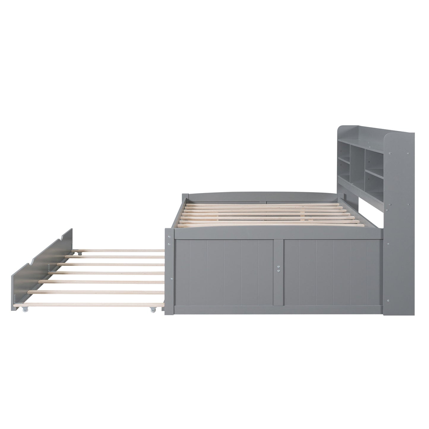 Captain Bed With Built In Bookshelves, 3 Storage Drawers, And Trundle - The Sleep Loft - Online Mattress Showroom NYC