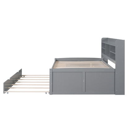 Captain Bed With Built In Bookshelves, 3 Storage Drawers, And Trundle - The Sleep Loft - Online Mattress Showroom NYC