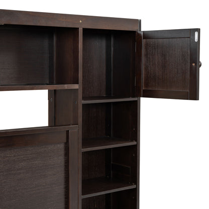 Bed With All In One Cabinet, Shelf And Sockets, Twin Long Trundle - The Sleep Loft - Online Mattress Showroom NYC