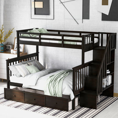 Stairway Bunk Bed With Storage And Guard Rail For Bedroom - The Sleep Loft - Online Mattress Showroom NYC