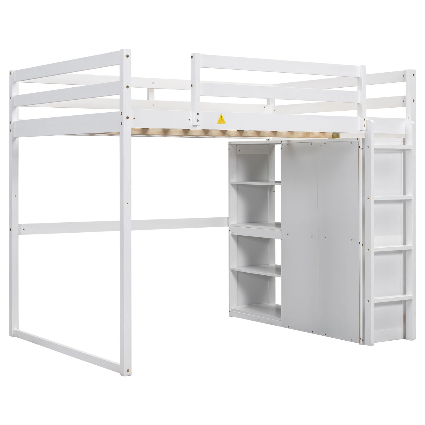 Loft Bed With Built In Wardrobe, Storage Shelves, And LED Light - The Sleep Loft - Online Mattress Showroom NYC