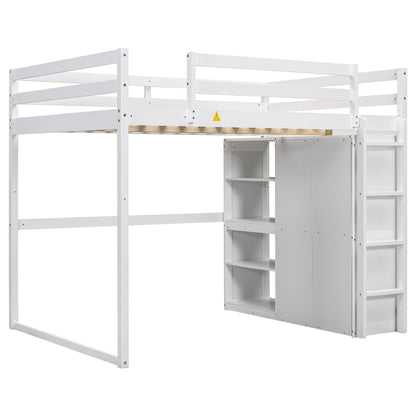 Loft Bed With Built In Wardrobe, Storage Shelves, And LED Light - The Sleep Loft - Online Mattress Showroom NYC