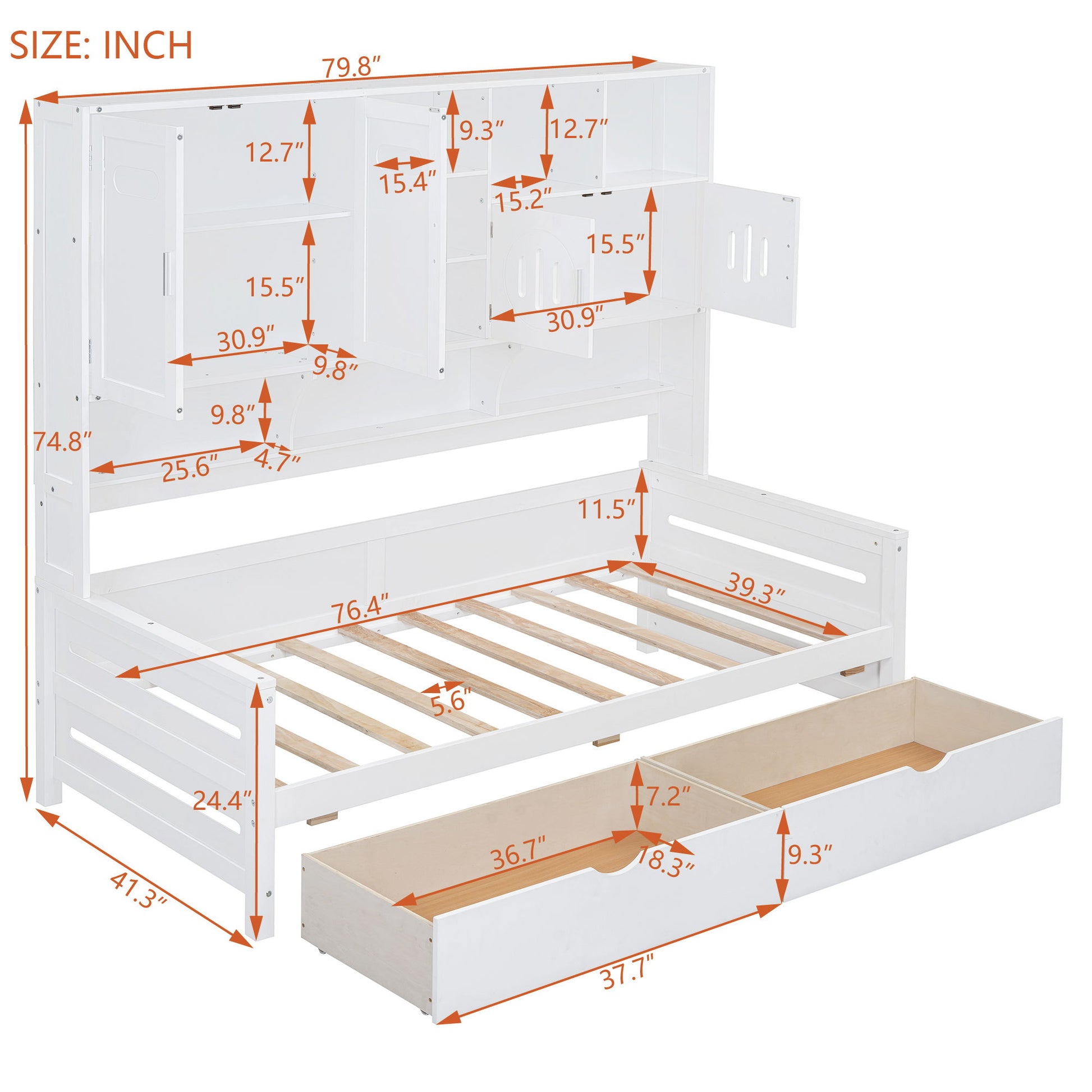 Daybed With All-In-One Cabinet And Shelf - The Sleep Loft - Online Mattress Showroom NYC