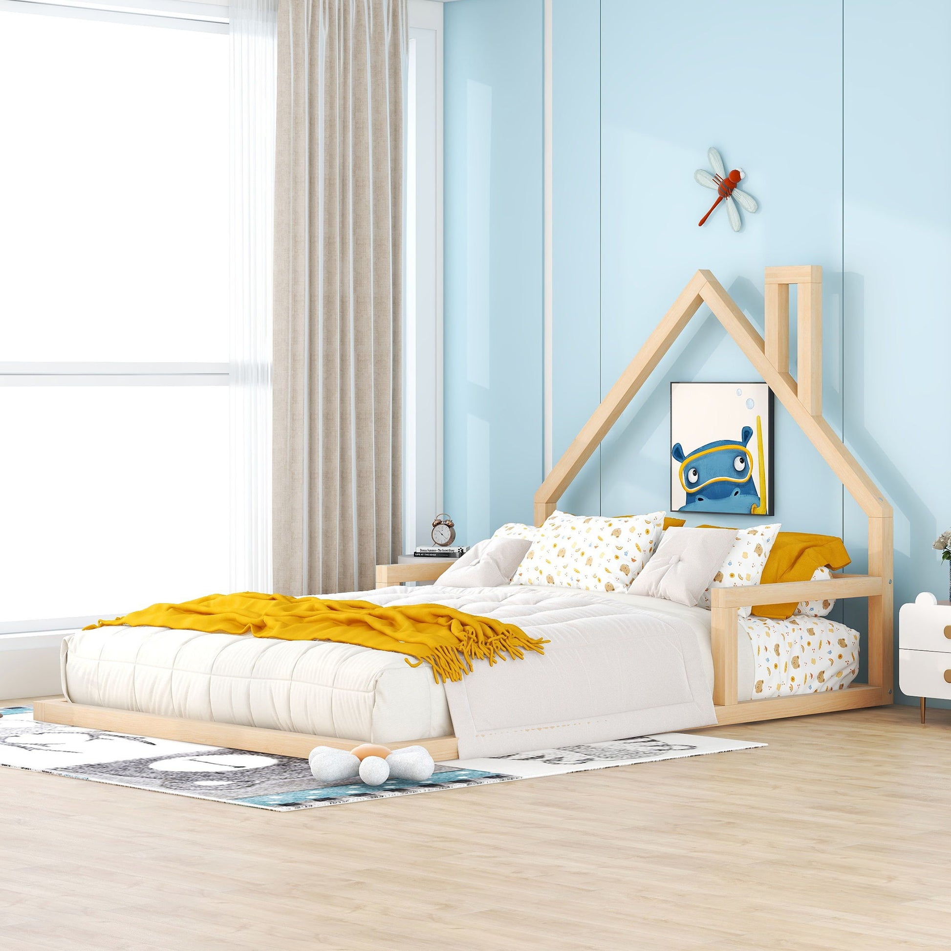 Elegant Floor Bed With House Shaped Headboard - The Sleep Loft - Online Mattress Showroom NYC