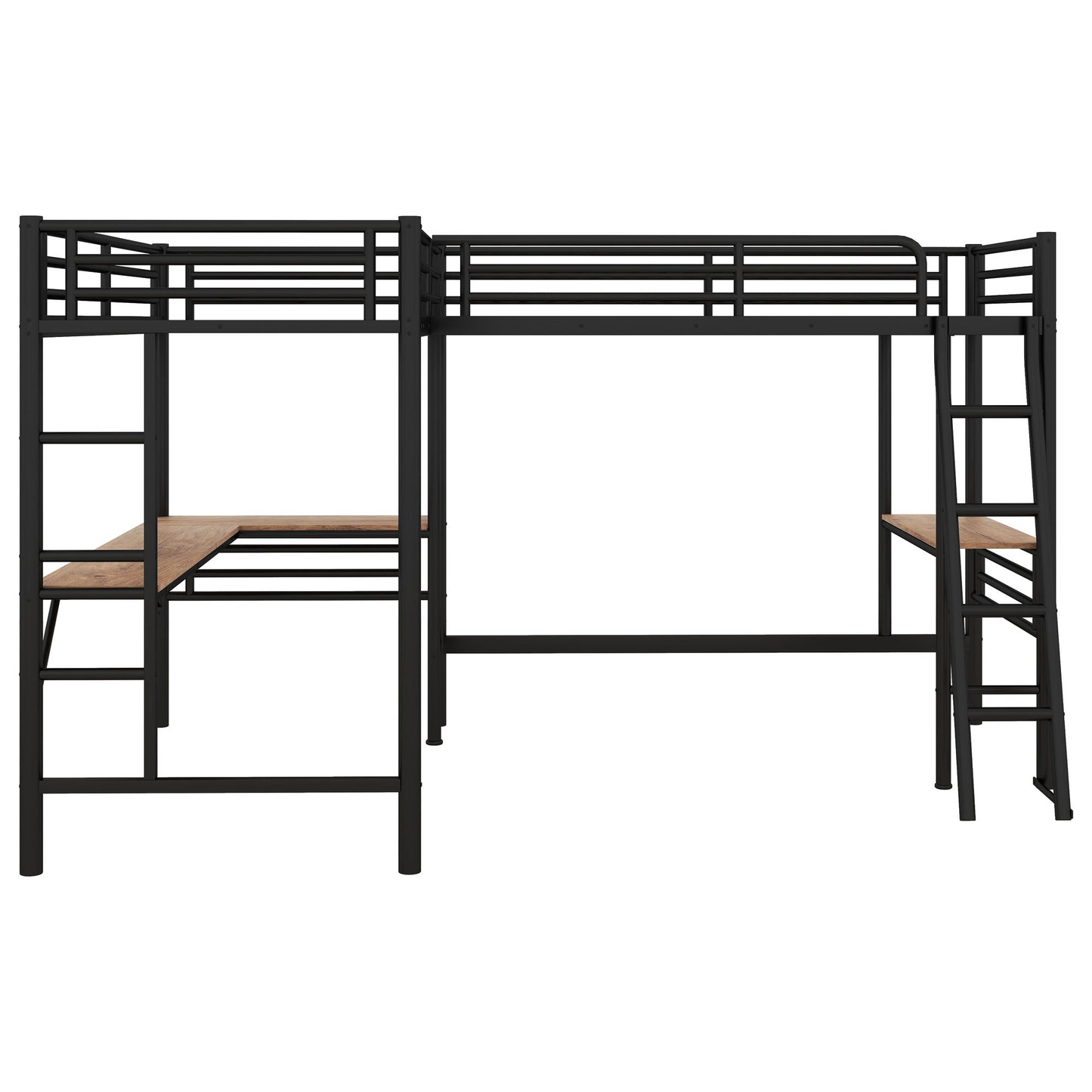Twin Loft Bed With 2 Built In Desks, Mission Style - Black - The Sleep Loft - Online Mattress Showroom NYC