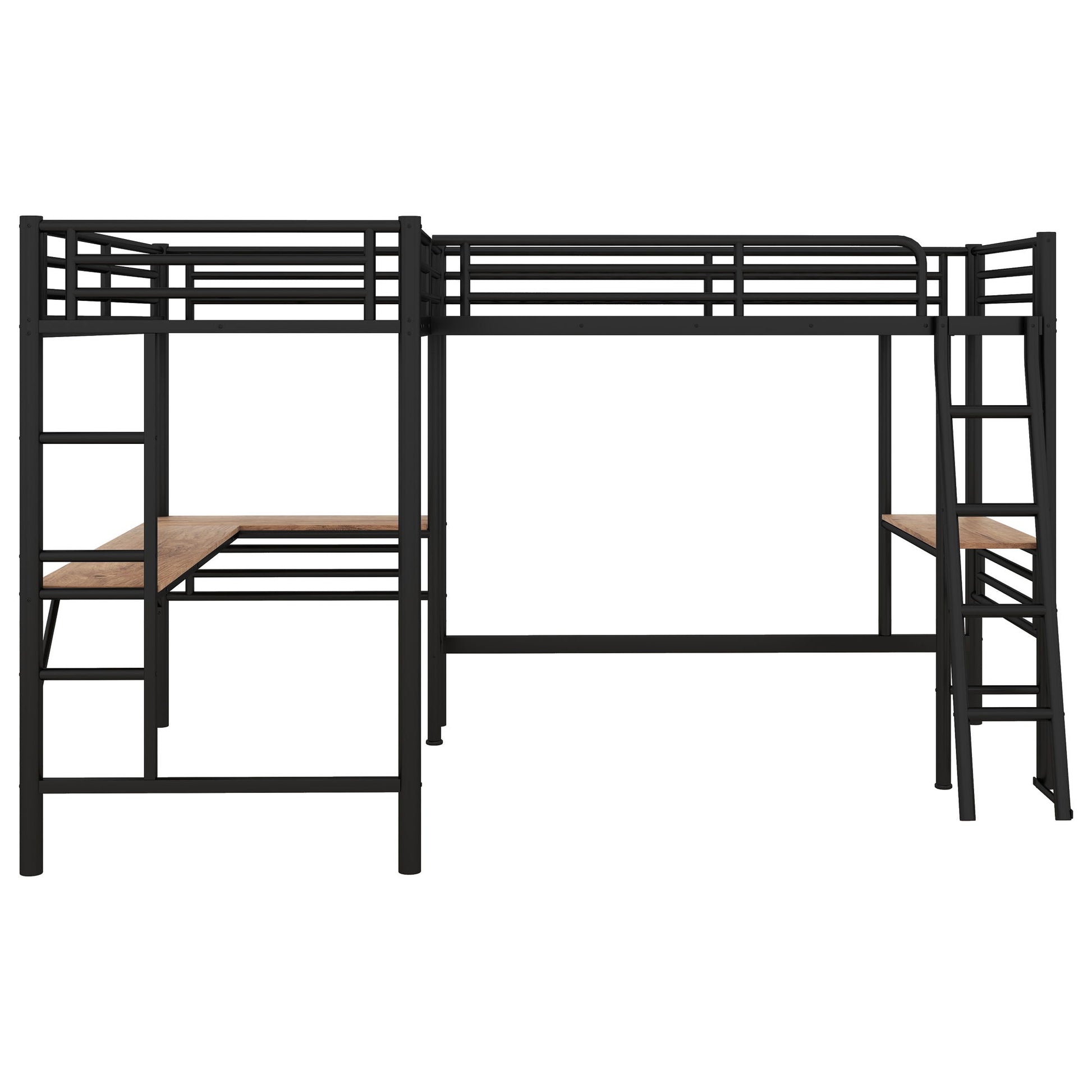 Twin Loft Bed With 2 Built In Desks, Mission Style - Black - The Sleep Loft - Online Mattress Showroom NYC
