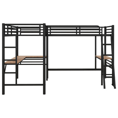 Twin Loft Bed With 2 Built In Desks, Mission Style - Black - The Sleep Loft - Online Mattress Showroom NYC