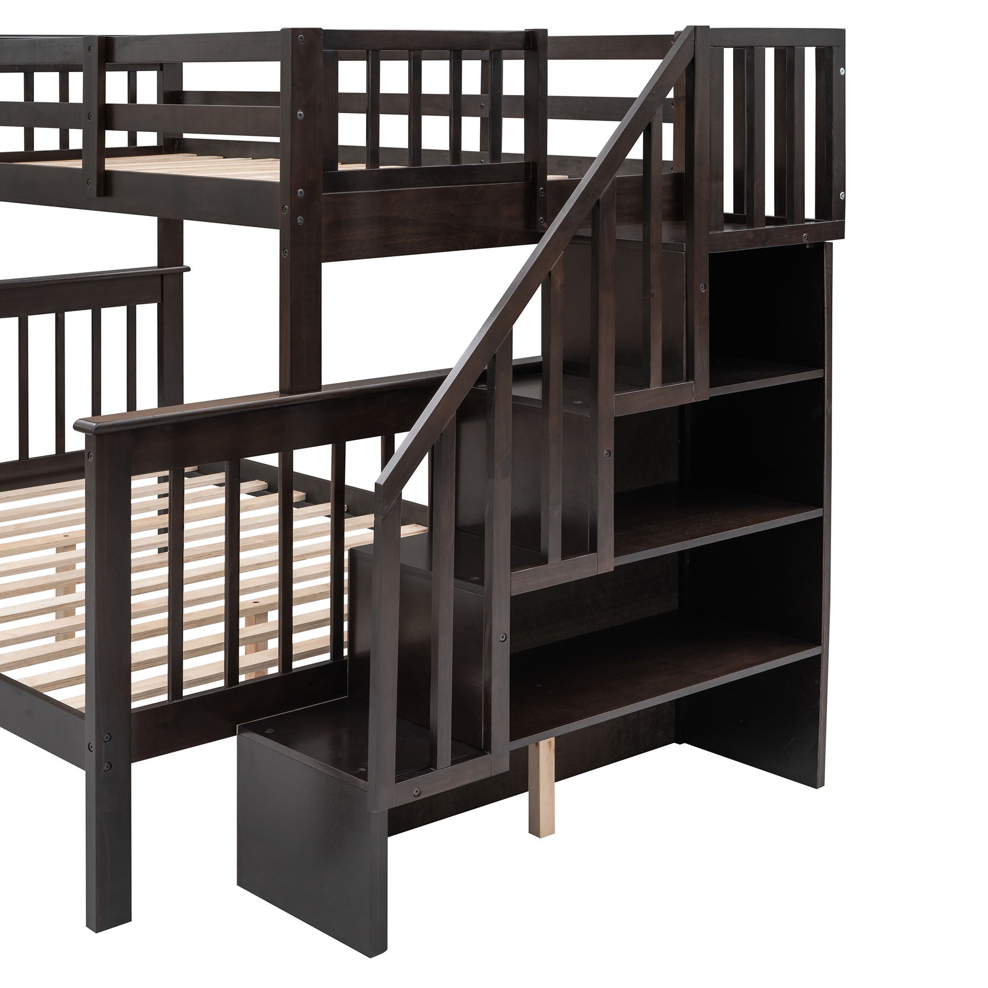 Stairway Bunk Bed With Storage And Guard Rail For Bedroom - The Sleep Loft - Online Mattress Showroom NYC