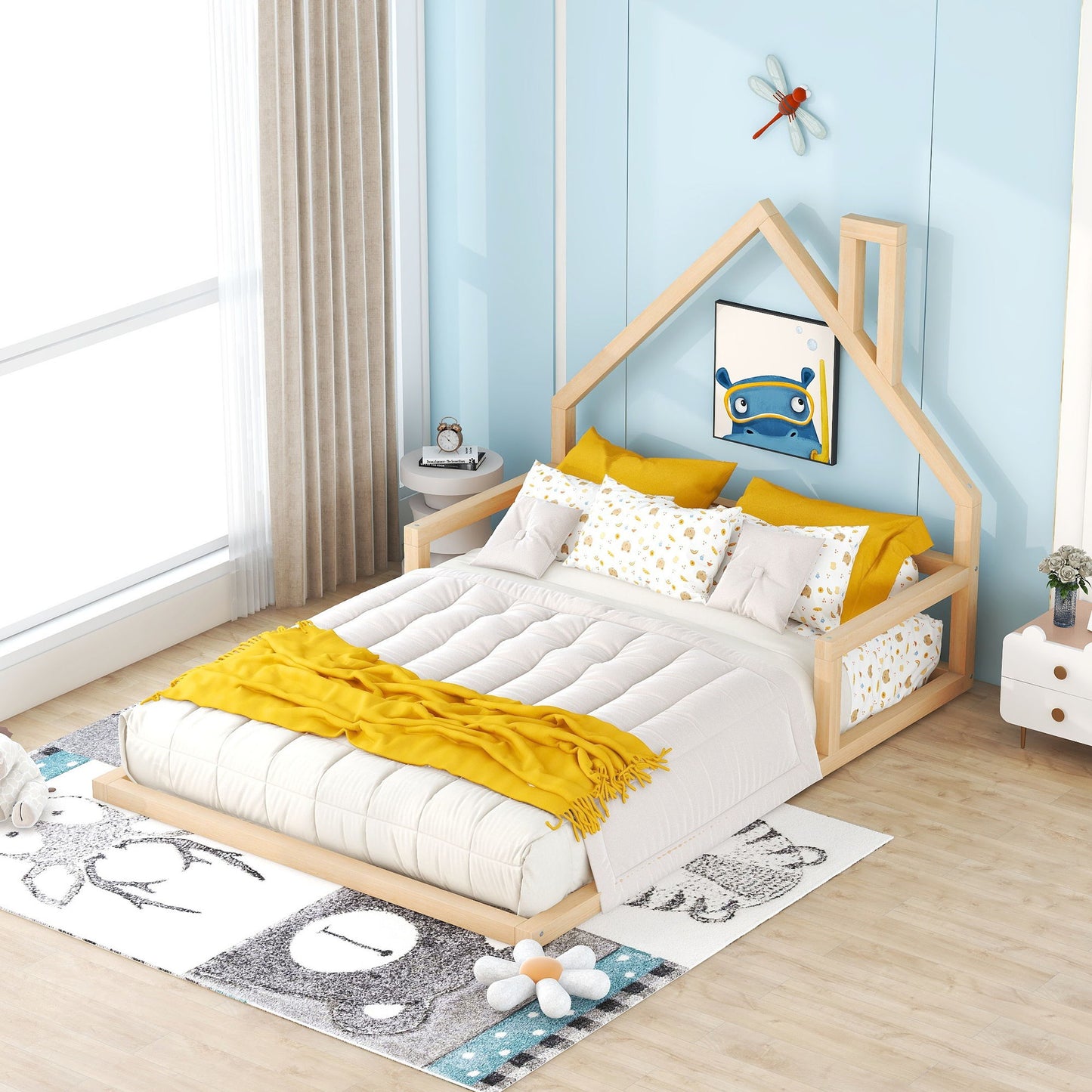 Elegant Floor Bed With House Shaped Headboard - The Sleep Loft - Online Mattress Showroom NYC