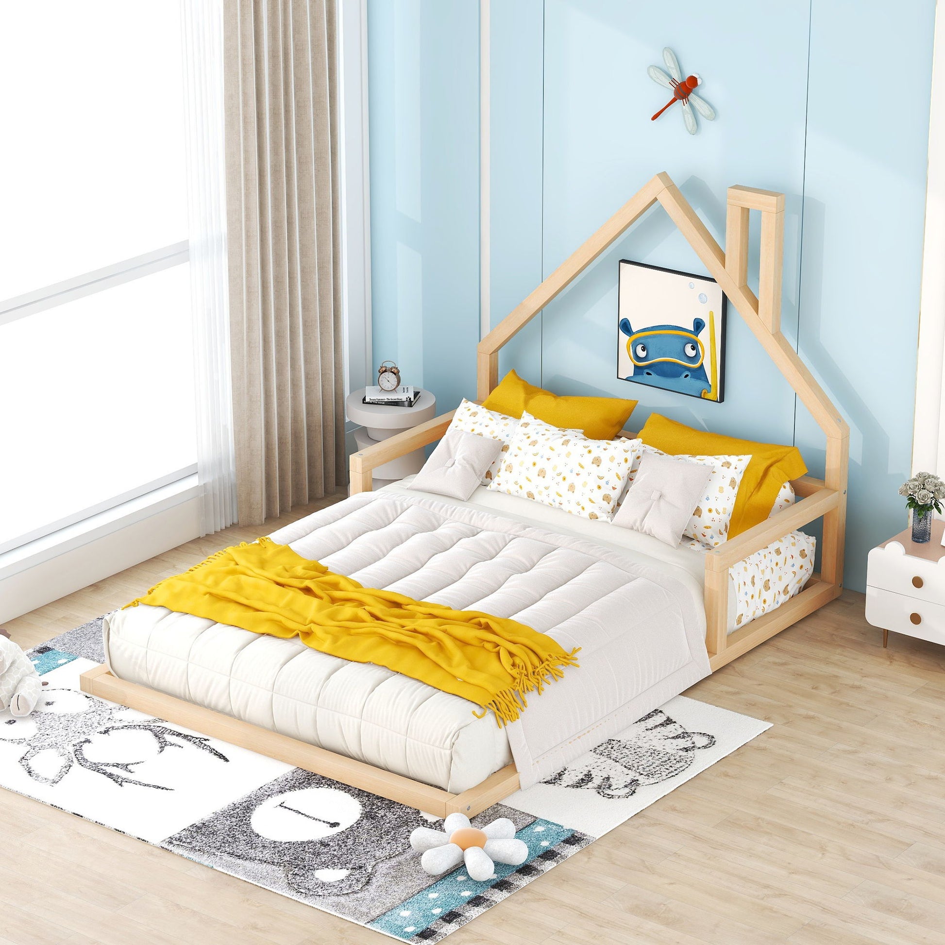 Elegant Floor Bed With House Shaped Headboard - The Sleep Loft - Online Mattress Showroom NYC