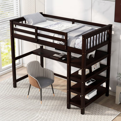 Loft Bed With Storage Shelves And Under Bed Desk - The Sleep Loft - Online Mattress Showroom NYC