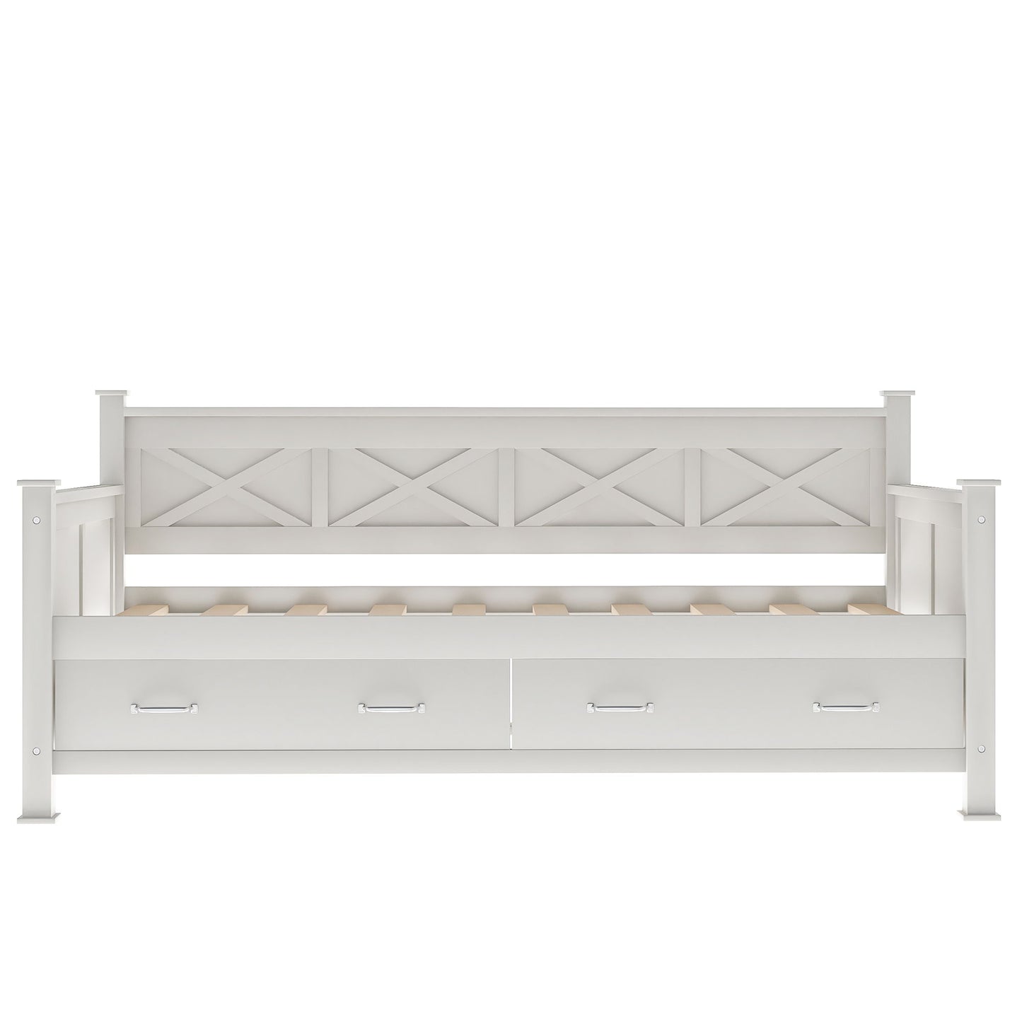 Modern Daybed With 2 Large Drawers, X Shaped Frame - The Sleep Loft - Online Mattress Showroom NYC