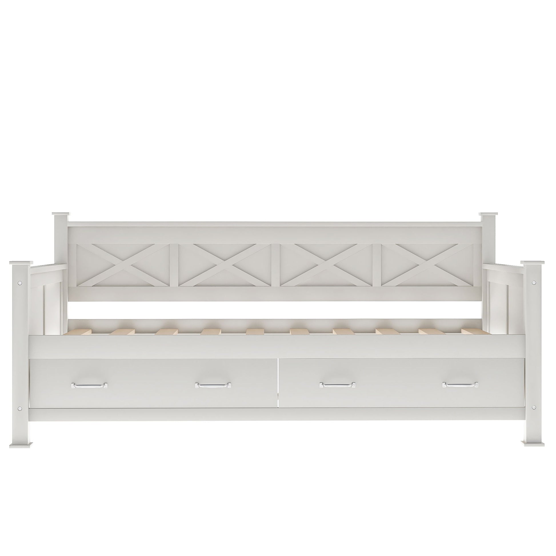 Modern Daybed With 2 Large Drawers, X Shaped Frame - The Sleep Loft - Online Mattress Showroom NYC