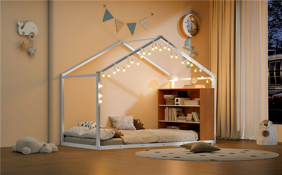 Bed House Frame With Shelves And Lights - The Sleep Loft - Online Mattress Showroom NYC