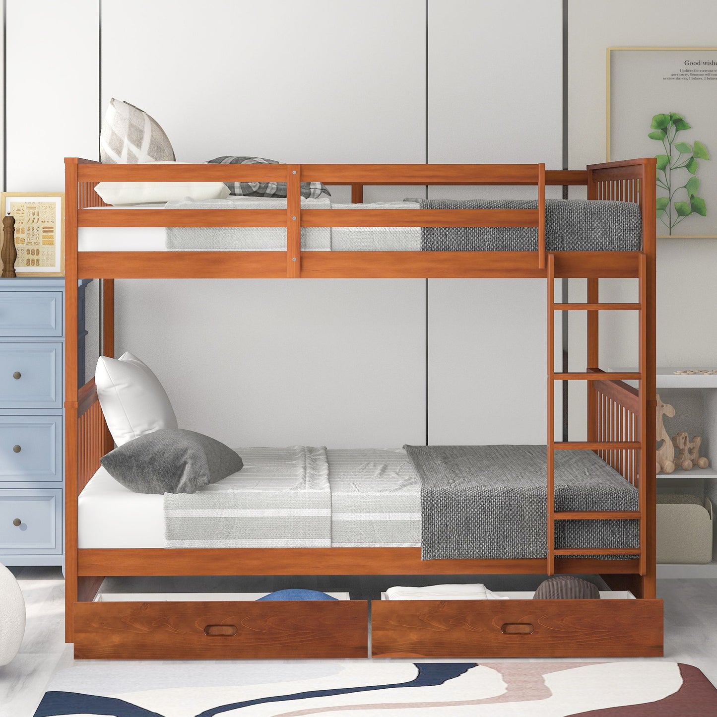Bunk Bed With Ladders And 2 Storage Drawers - The Sleep Loft - Online Mattress Showroom NYC