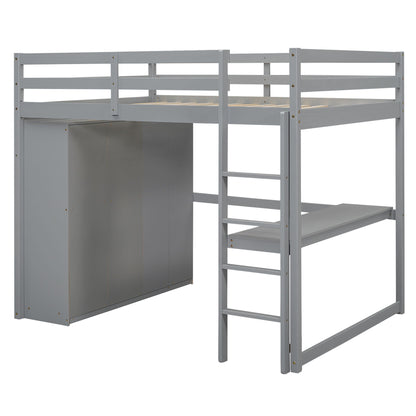 Loft Bed With Built In Wardrobe, Shelves And Drawers - The Sleep Loft - Online Mattress Showroom NYC