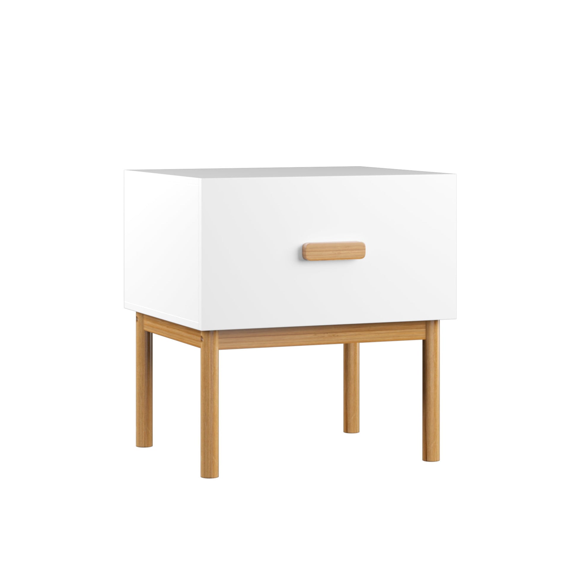Nightstand With Drawer, Minimalist Bedside Table With Handle For Bedroom - White - The Sleep Loft - Online Mattress Showroom NYC
