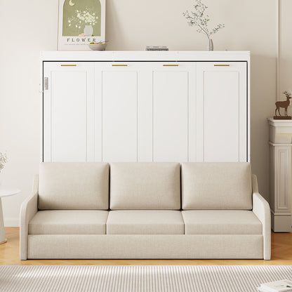Murphy Cabinet Bed With Folding Sofa, Built In Storage Shelves And LED Light - The Sleep Loft - Online Mattress Showroom NYC