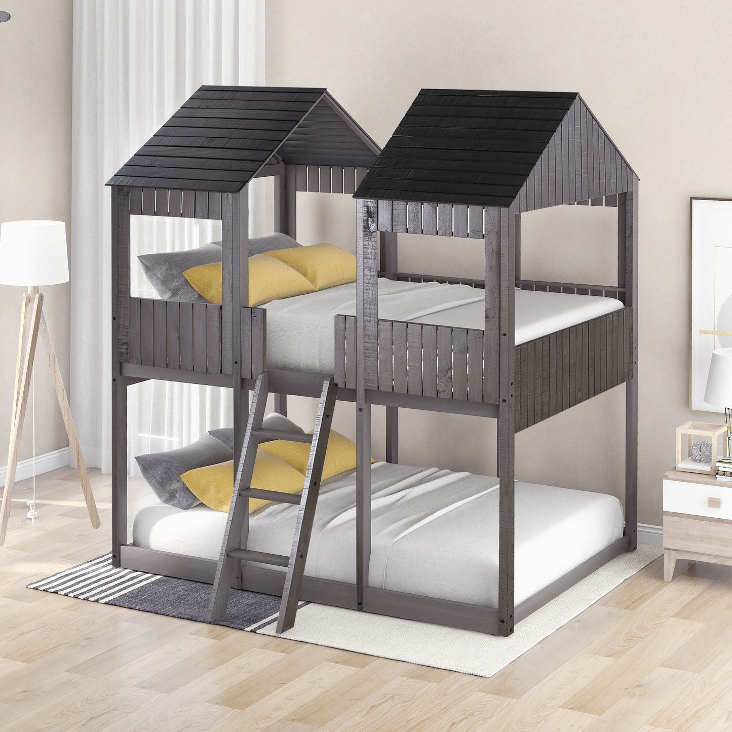 Bunk Bed With Roof, Window, Guardrail, Ladder - The Sleep Loft - Online Mattress Showroom NYC