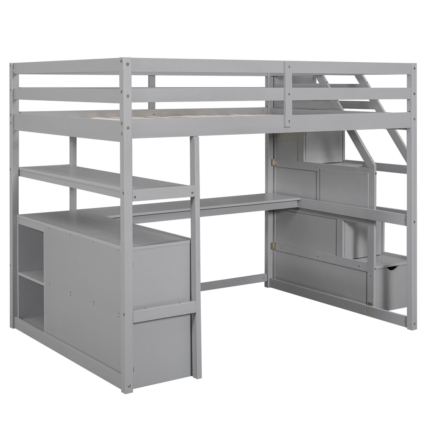 Loft Bed With Desk, Shelves, 2 Drawers, Storage Staircase - The Sleep Loft - Online Mattress Showroom NYC