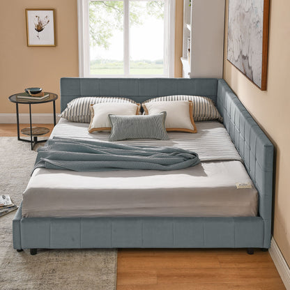 Mid-Century Storage Upholstered Tufted Bed Frame With Backrest And Armrests - The Sleep Loft - Online Mattress Showroom NYC
