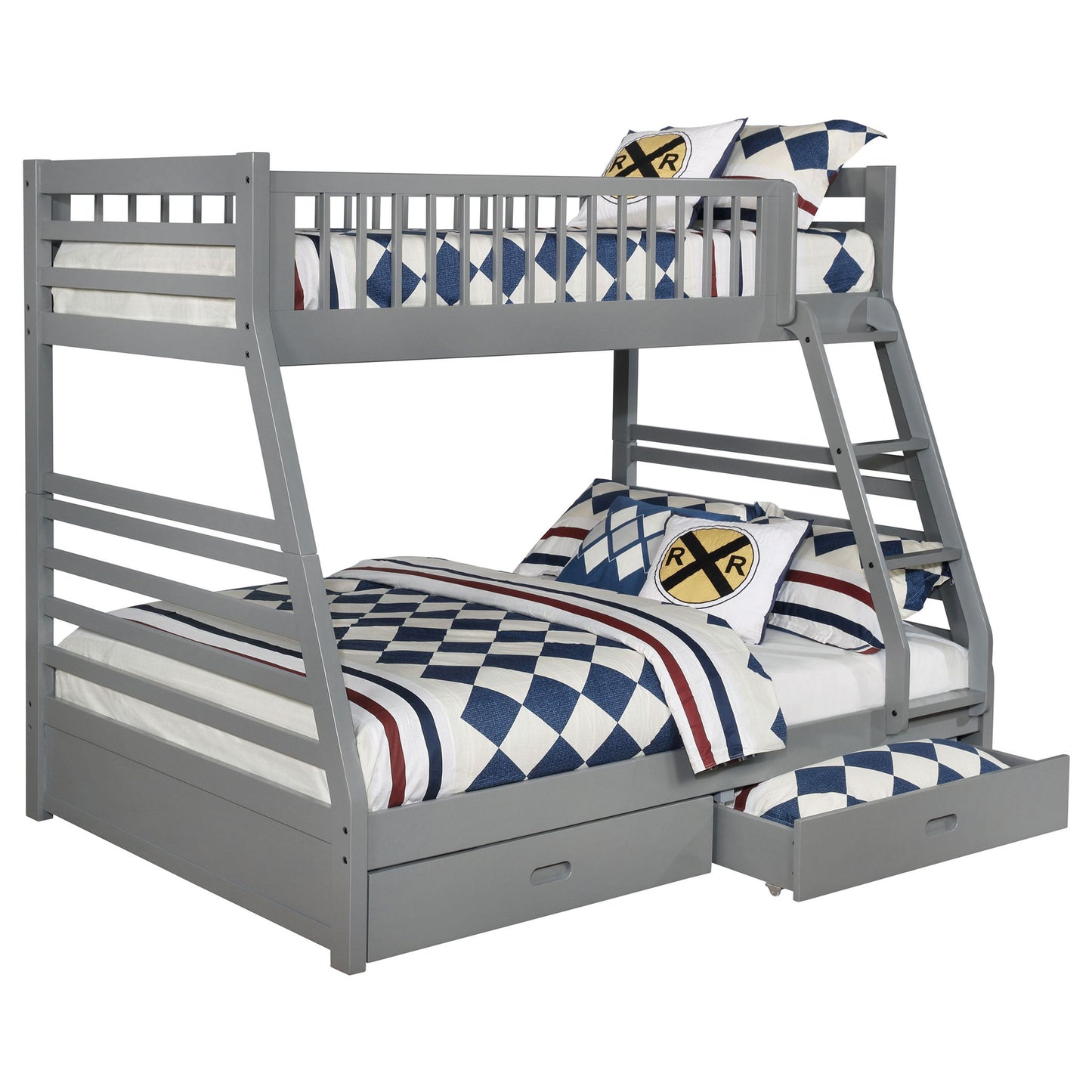 Keira - 2 Drawer Twin Over Full Bunk Bed - Gray - The Sleep Loft - Online Mattress Showroom NYC