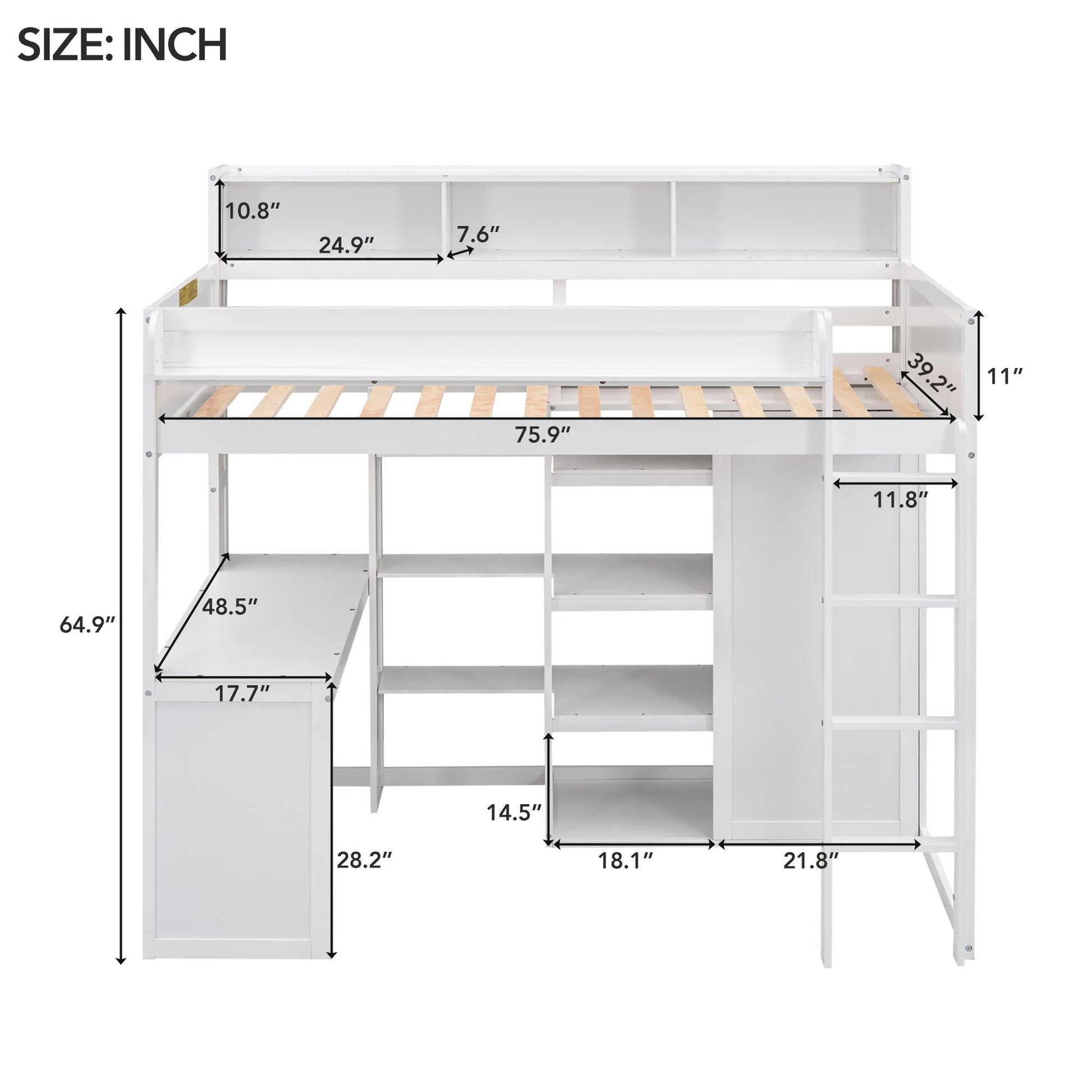 Loft Bed With Built In Desk, Storage Shelves, And Wardrobe - The Sleep Loft - Online Mattress Showroom NYC