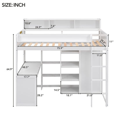 Loft Bed With Built In Desk, Storage Shelves, And Wardrobe - The Sleep Loft - Online Mattress Showroom NYC