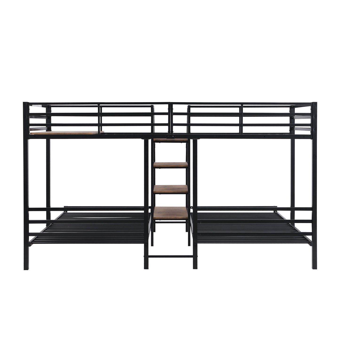 Metal Bunk Bed With Storage Shelves Staircase - The Sleep Loft - Online Mattress Showroom NYC