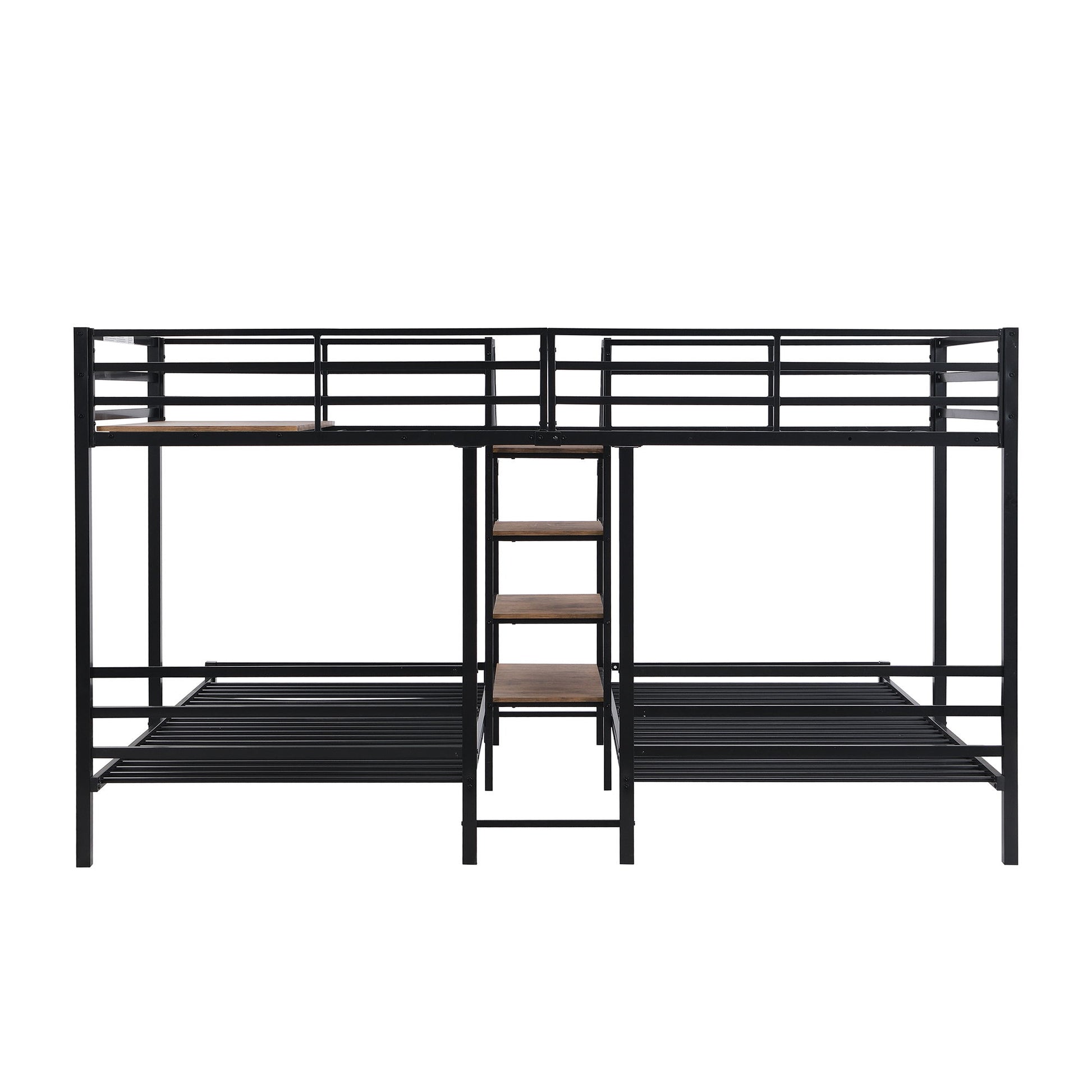 Metal Bunk Bed With Storage Shelves Staircase - The Sleep Loft - Online Mattress Showroom NYC