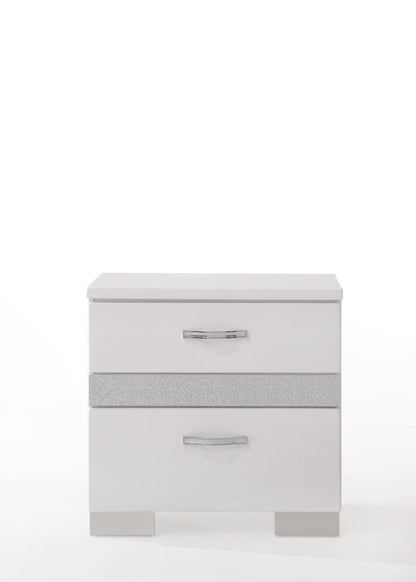 Naima II - High Gloss Nightstand - White - The Sleep Loft - Online Mattress Showroom NYC