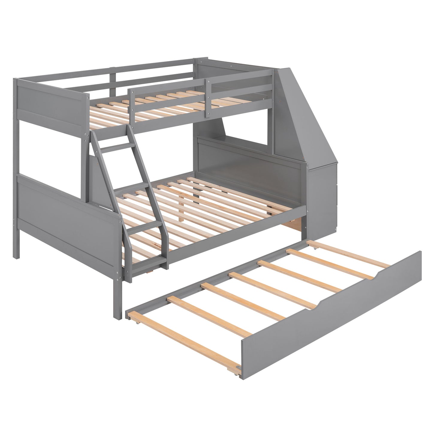 Bunk Bed With Trundle And Built In Desk, 3 Storage Drawers And Shelf - The Sleep Loft - Online Mattress Showroom NYC