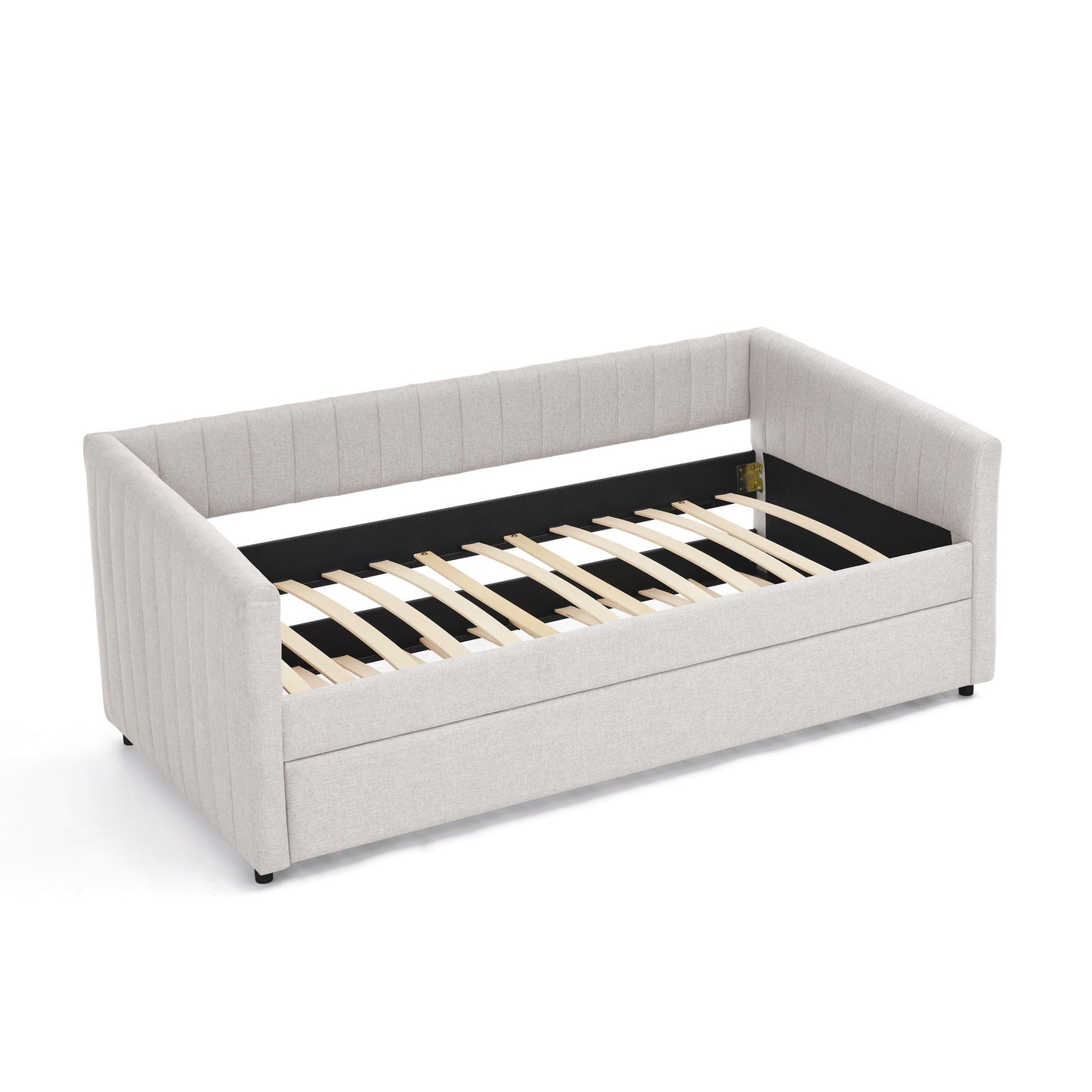 Upholstered Daybed With Trundle With Vertical Stripes - The Sleep Loft - Online Mattress Showroom NYC