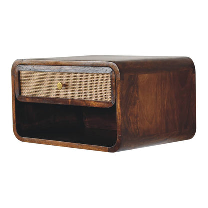 Wall Mounted Open Woven Bedside Table - Chestnut - The Sleep Loft - Online Mattress Showroom NYC