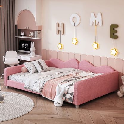 Upholstered Daybed, Sherpa Fabric Sofabed With Cloud-Shaped Backrest - The Sleep Loft - Online Mattress Showroom NYC
