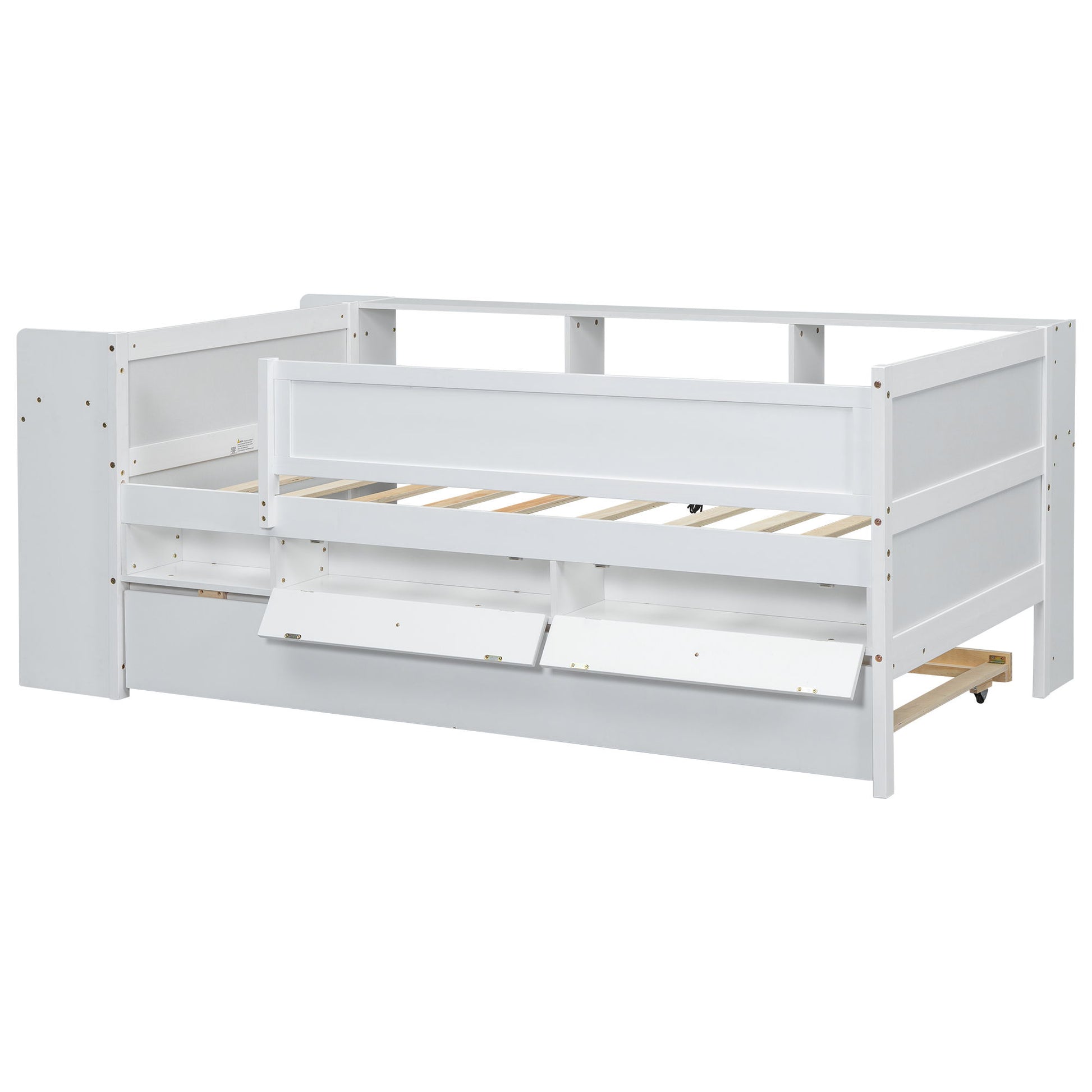 Twin Daybed With Drawers, Trundle, Headboard Storage, Study Desk, And USB Charging Station - White - The Sleep Loft - Online Mattress Showroom NYC