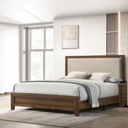Panel Bed With Fabric Upholstered Tufted Nailhead Trim Headboard - The Sleep Loft - Online Mattress Showroom NYC