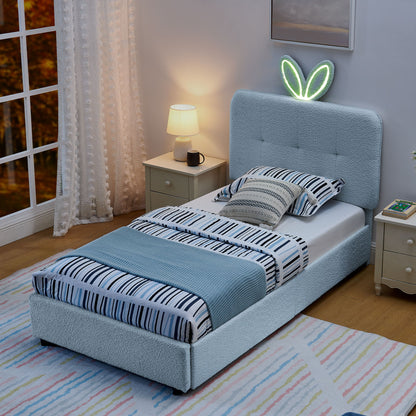 Upholstered Bed With Oversized Rabbit Ear Headboard, LED Lights & 4 Storage Drawers - The Sleep Loft - Online Mattress Showroom NYC