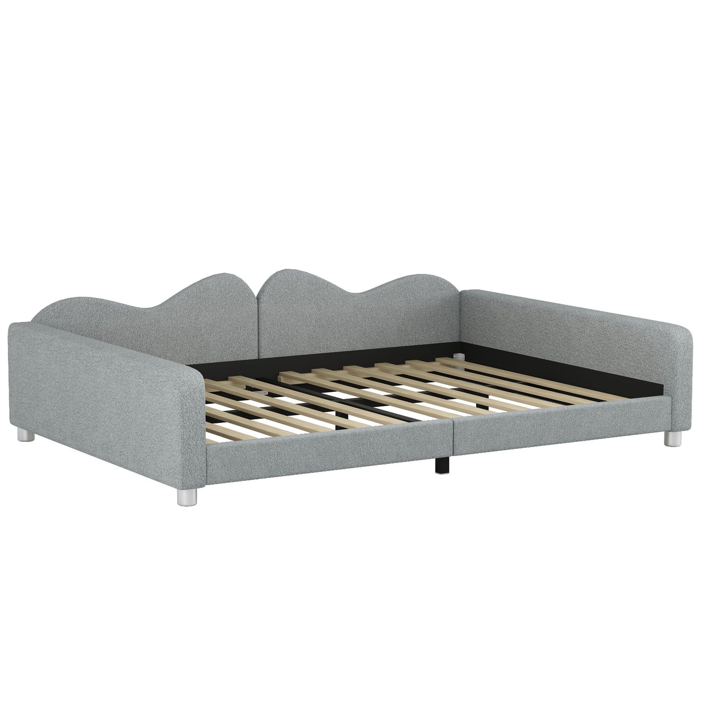 Upholstered Daybed, Sherpa Fabric Sofabed With Cloud-Shaped Backrest - The Sleep Loft - Online Mattress Showroom NYC