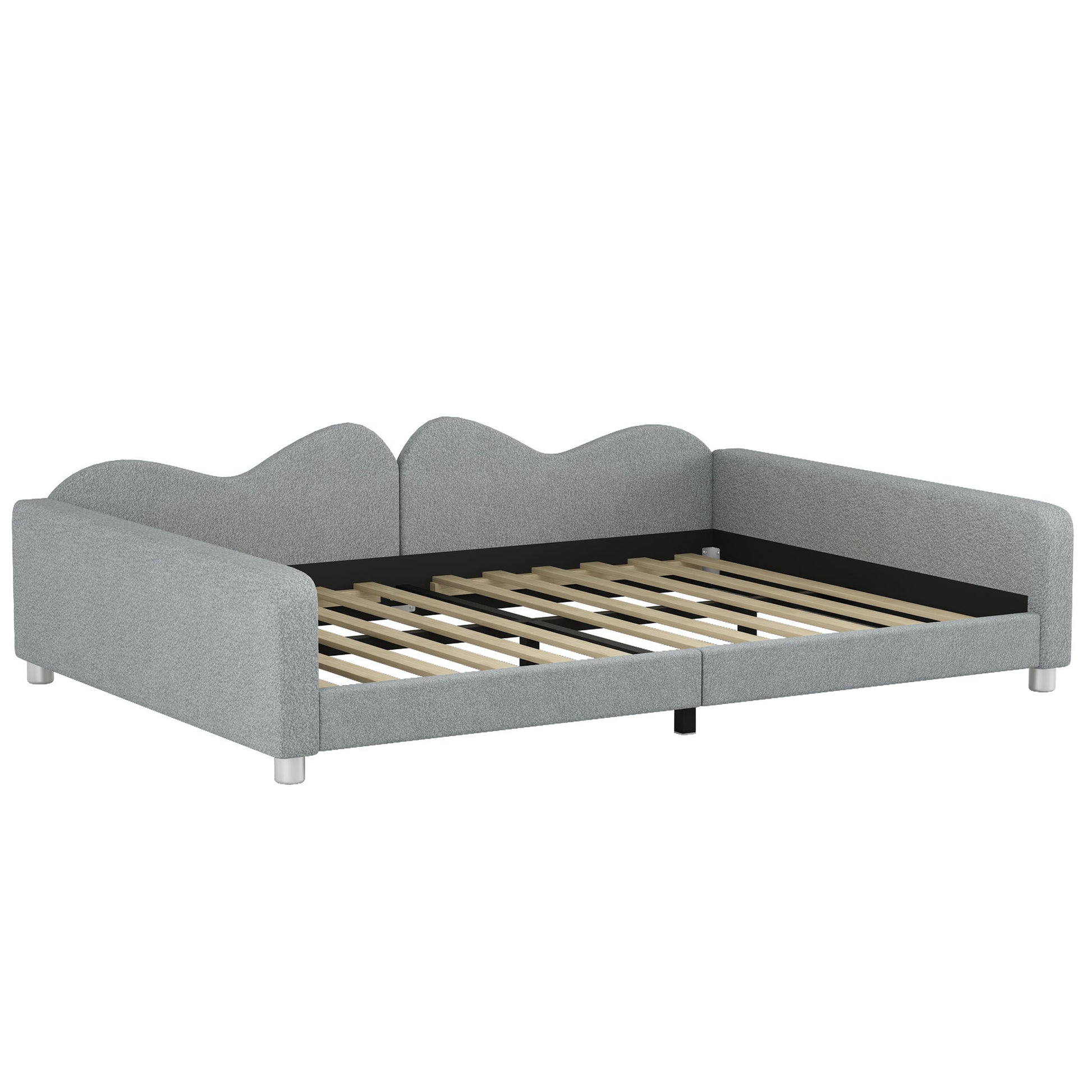 Upholstered Daybed, Sherpa Fabric Sofabed With Cloud-Shaped Backrest - The Sleep Loft - Online Mattress Showroom NYC