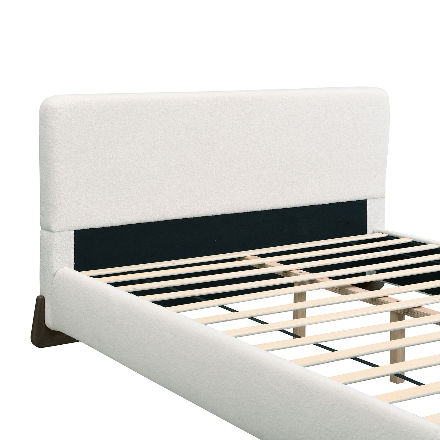 Elegant Boucle Upholstered Bed With Solid Wood Legs - The Sleep Loft - Online Mattress Showroom NYC