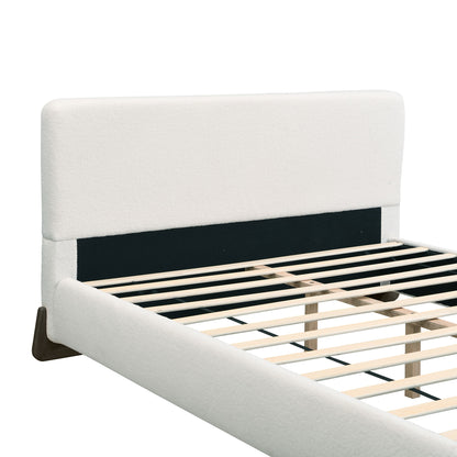 Elegant Boucle Upholstered Bed With Solid Wood Legs - The Sleep Loft - Online Mattress Showroom NYC